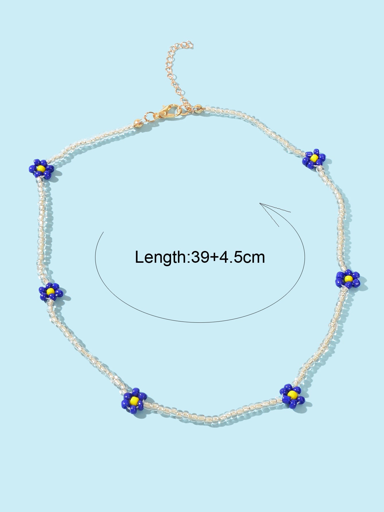 Boho Handmade Seed Beads Choker Blue Flower Collar Necklace Prom Party Jewellery-3
