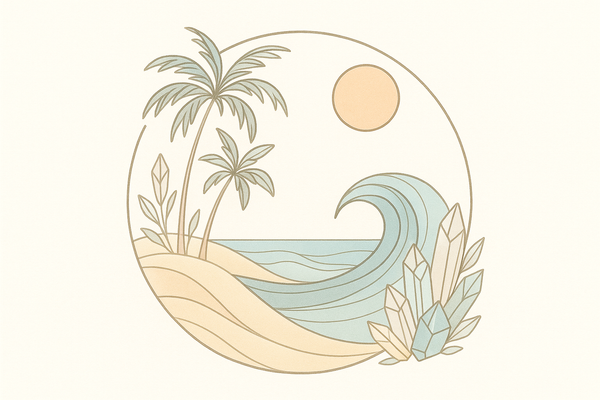 Beach and nature logo with crystals and delicate lines