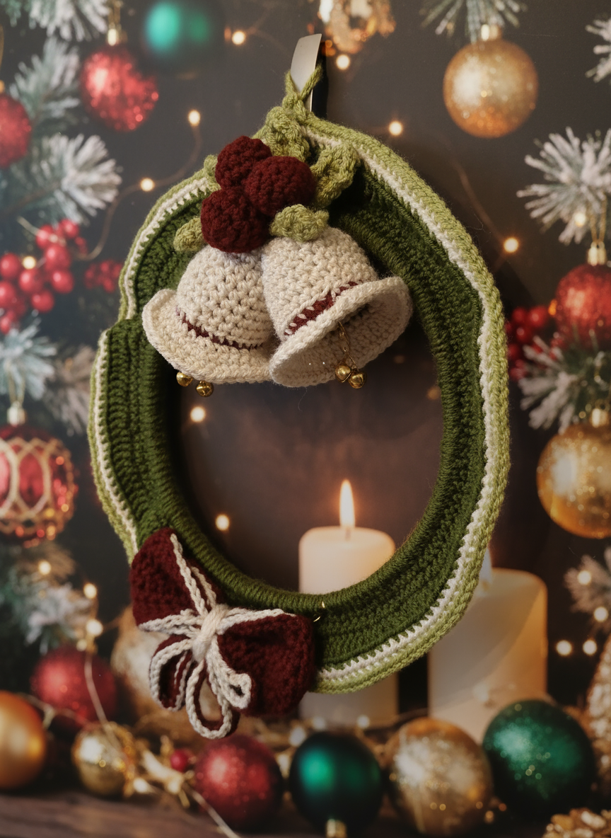 Crochet Christmas Wreath Side Angle
